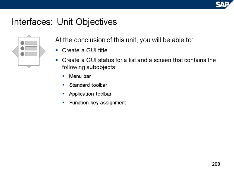 208 Interfaces: Unit Objectives At the conclusion of this unit, you will be able